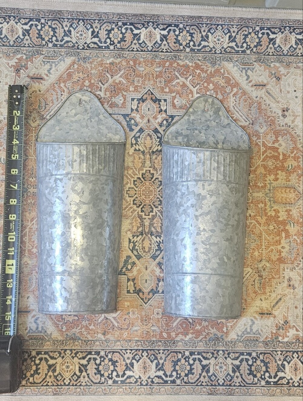 Galvanized Metal Wall Planter Pair - Silver
